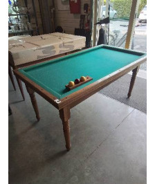 TABLE RÉVERSIBLE BILLARD BOIS PIEDS TOURNÉS 
