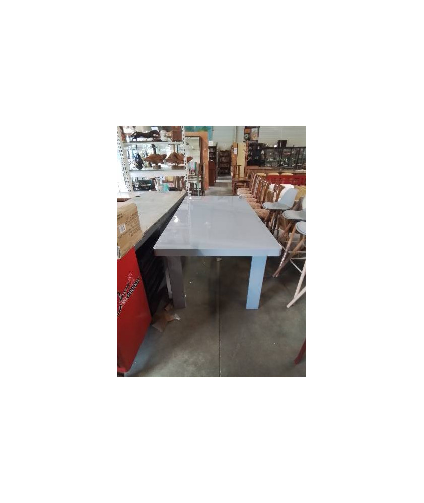 TABLE BOIS GRIS LAQUÉ EXTENSIBLE 144X90X79CM