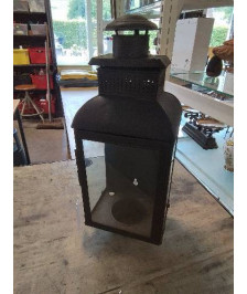 LANTERNE  MÉTAL NOIR ET VERRE