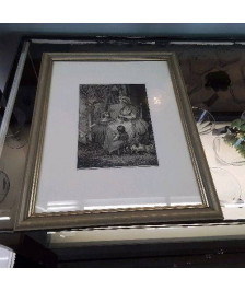 CADRE GRAVURE FEMME ET ENFANTS