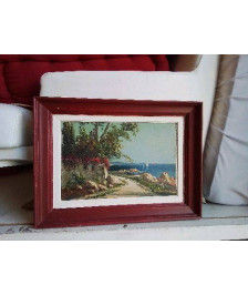 PEINTURE SUR BOIS PAYSAGE MÉDITERRANÉEN 
