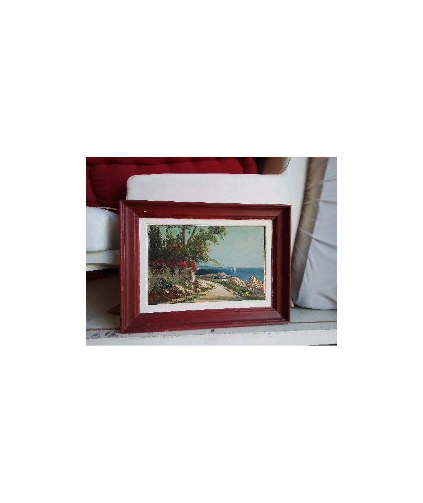 PEINTURE SUR BOIS PAYSAGE MÉDITERRANÉEN 