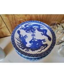 LOT DE 12 ASSIETTES EN PORCELAINE DECORS DRAGON