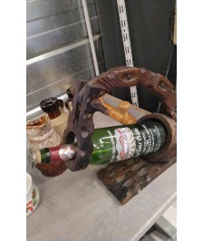 SUPPORT BOUTEILLE BOIS + BOUTEILLE DECO