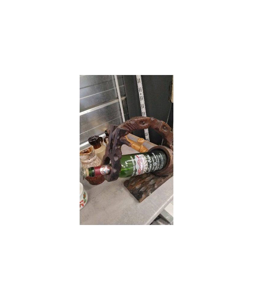 SUPPORT BOUTEILLE BOIS + BOUTEILLE DECO