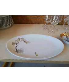 PLAT PORCELAINE DE LIMOGE ARBUSTE 