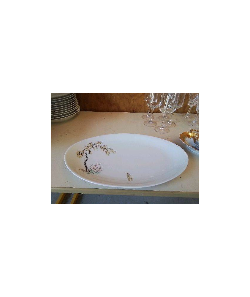 PLAT PORCELAINE DE LIMOGE ARBUSTE 