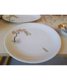 PLAT PORCELAINE DE LIMOGE ARBUSTE 