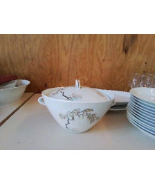 SOUPIÈRE PORCELAINE DE LIMOGE ARBUSTE 