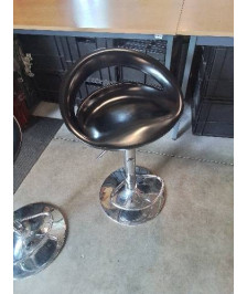 TABOURET DE BAR PIÈTEMENT MÉTAL CHROMÉ ASSISE RÉSINE NOIR