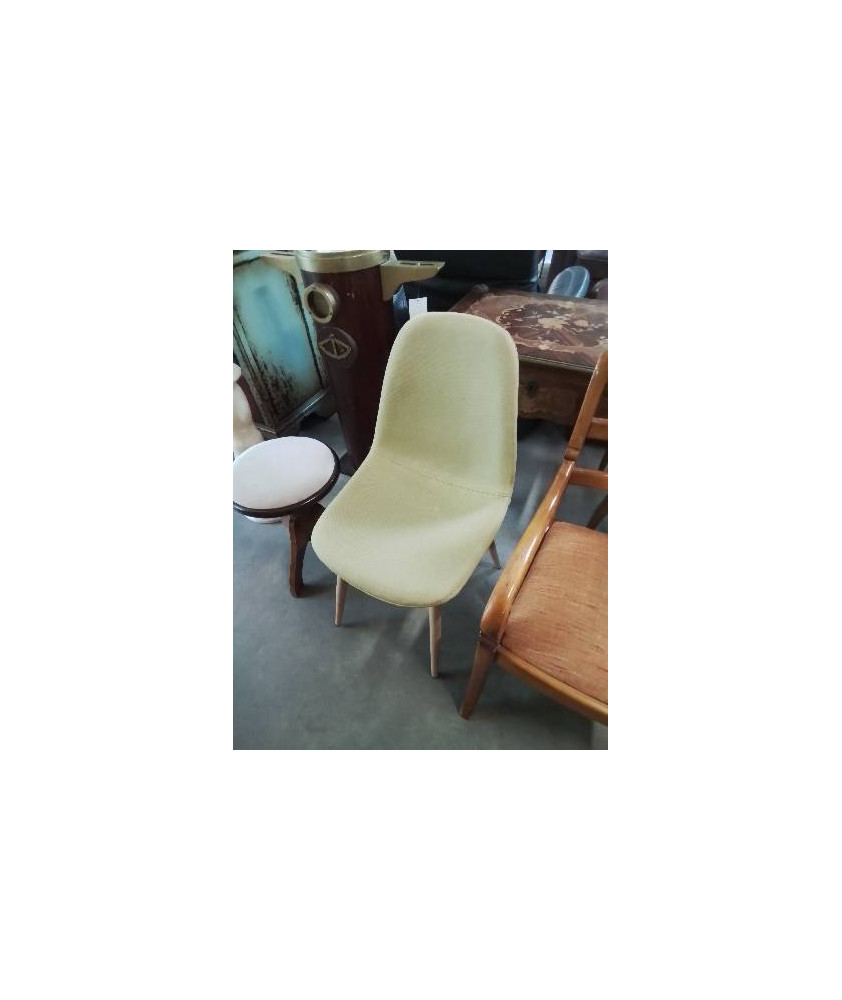CHAISE PIÈTEMENT MÉTAL CLAIR ASSISE TISSU JAUNE