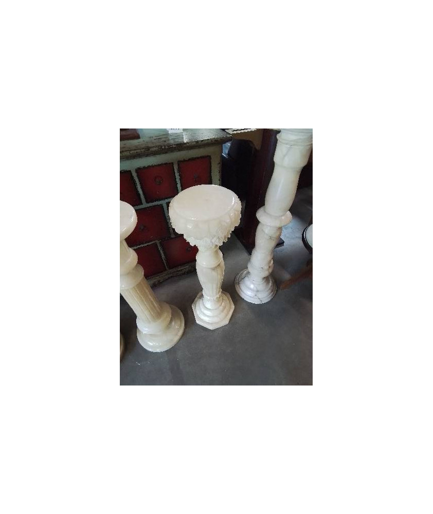 COLONNE ALBATRE ECRU AUX FEUILLAGE 81CM