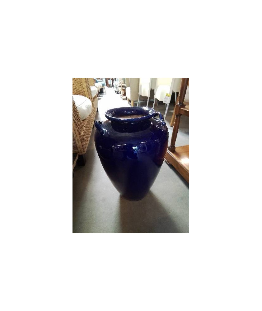 VASE CÉRAMIQUE BLEU 2 ANSES 44CM