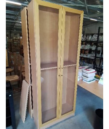 BIBLIOTHÈQUE VITRÉE BOIS CLAIR 2 PORTES