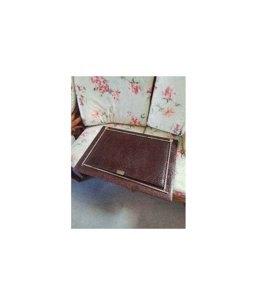 PARURE DE BUREAU BOIS GAINE CUIR  RENZO ROMAGNOLI