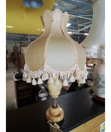 LAMPE ALBATRE OCRE AJ PEU A FRANGES 