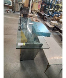 CONSOLE VALENTINOX DESIGN EMANUELE ZENERE ITALIE ACIER INOX VERRE ET MARBRE BLANC