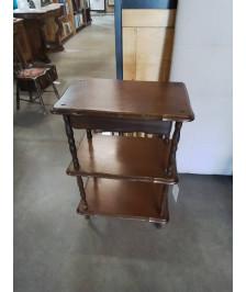 CONSOLE A COLONNES BOIS TOURNÉ 3 TABLETTES 1 TIROIR STYLE RÉGENCE 