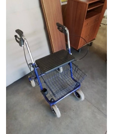 DEHAMBULATEUR PLIANT 4 ROUES METAL BLEU ET PU NOIR 