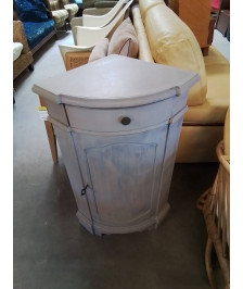 ENCOIGNURE BOIS GRIS CERUSÉ 1 PORTE 1 TIROIR