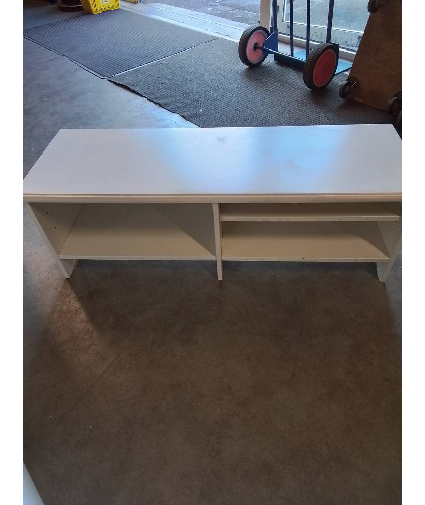 MEUBLE TV BAS BOIS BLANC 3 NICHES 