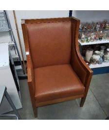 FAUTEUIL MARRON BOIS A OREILLES
