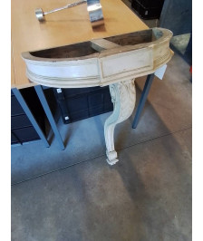 CONSOLE MURALE BOIS PEINT  SCULPTÉ  ET MOULURÉ  PLATEAU MARBRE BLANC