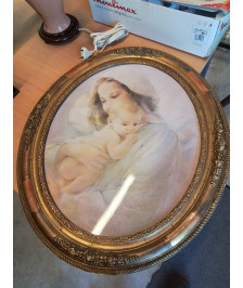 GRAVURE LA FEMME ET SON ENFANT CADRE BOIS ET STUC DORÉ 