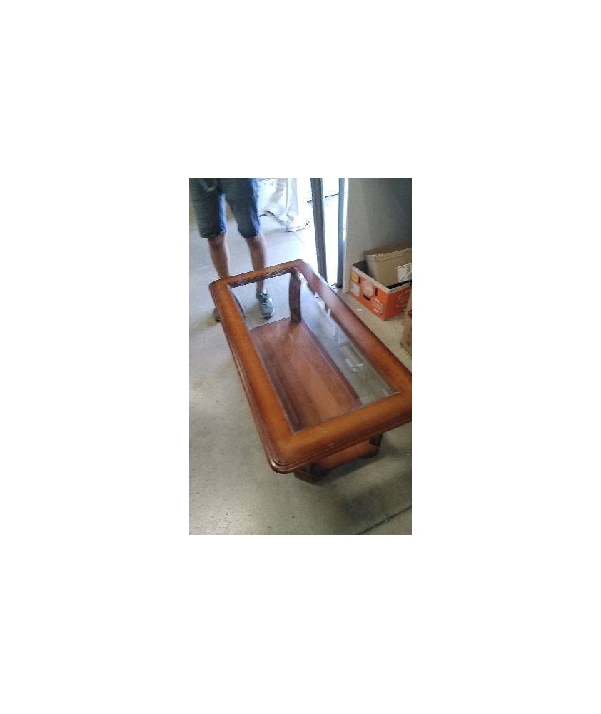 TABLE BASSE MERISIER- VERRE