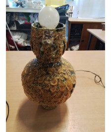 LAMPE CÉRAMIQUE OCRE EMAUX CYCLOPE ANNECY ANNÉES 60