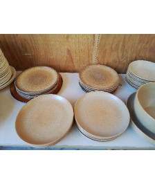 LOT DE 6 ASSIETTES PLATES EN GRÈS 