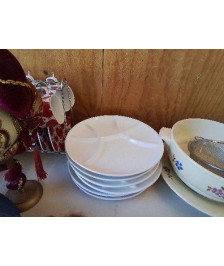 LOT DE 5 ASSIETTES BLANCHE À FONDUE 