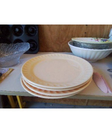 LOT DE 4 ASSIETTES PLATES BEIGE 