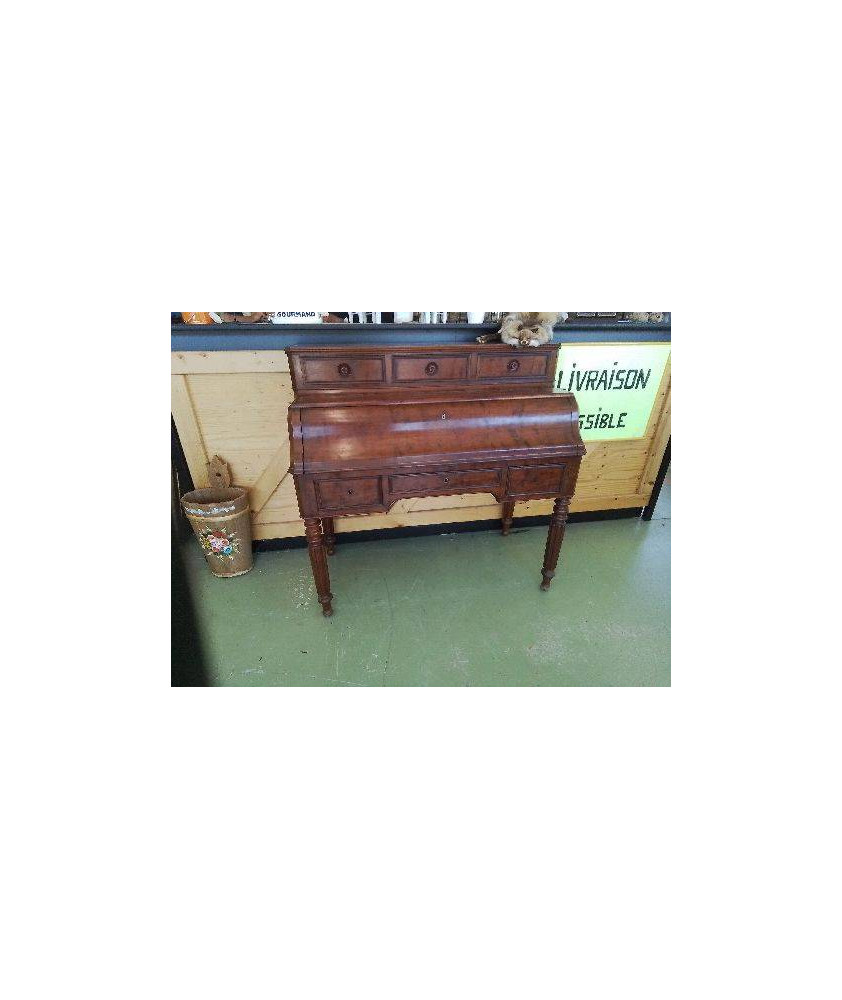 BUREAU A CYLINDRE EN ACAJOU XIXEME