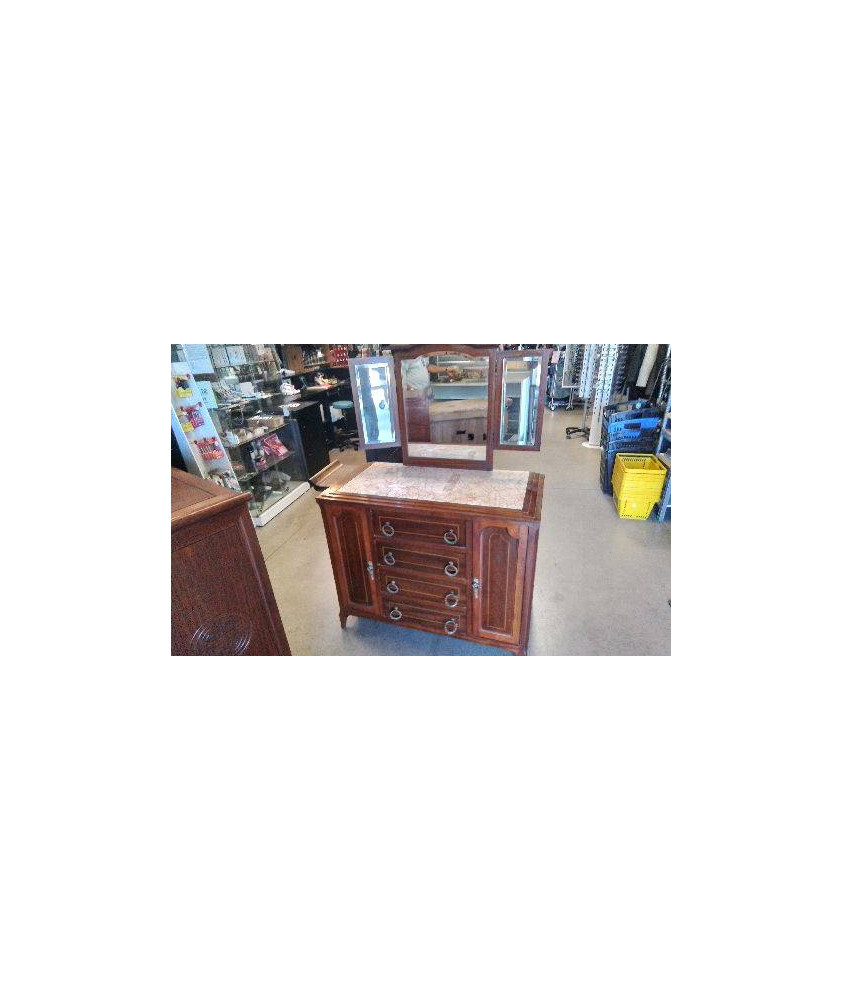 COIFFEUSE 4 TIROIRS 2 PORTES - MIROIR
