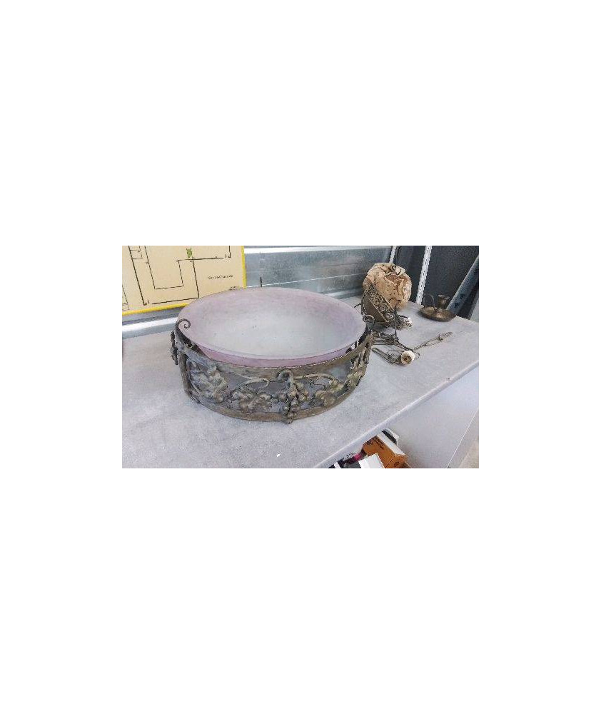 SUSPENSION METAL DORE PATE DE VERRE 