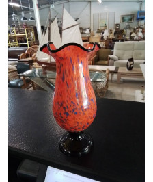 VASE COROLLE VERRE ORANGÉ NOIR