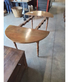 TABLE RONDE A ABATTANTS PIEDSTOURNÉS (S’OUVRANT A 80CM VENDUE SANS RALLONGES) 100X73CM
