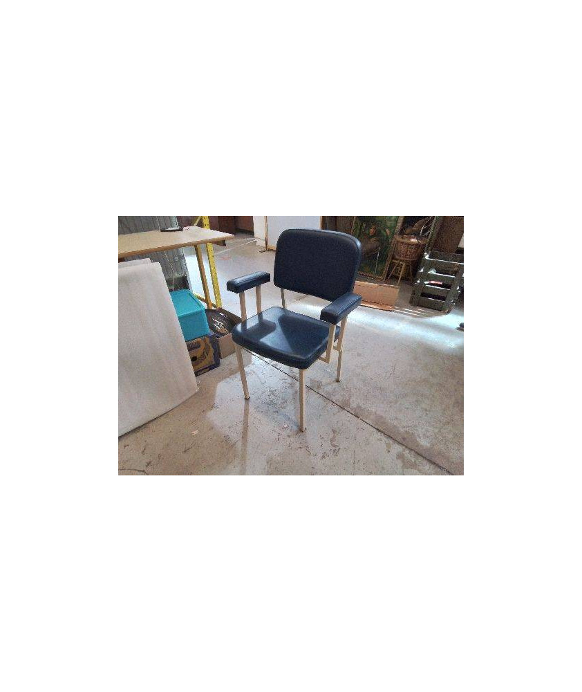 FAUTEUIL BUREAU CUIR BLEU 