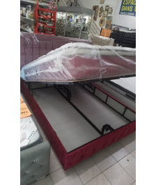 LIT COFFRE+MATELAS BORDEAUX 160*200