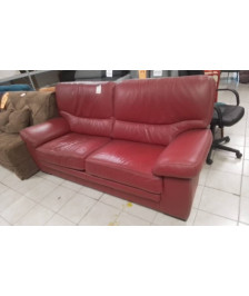 CANAPE CUIR ROUGE 3 PLACES