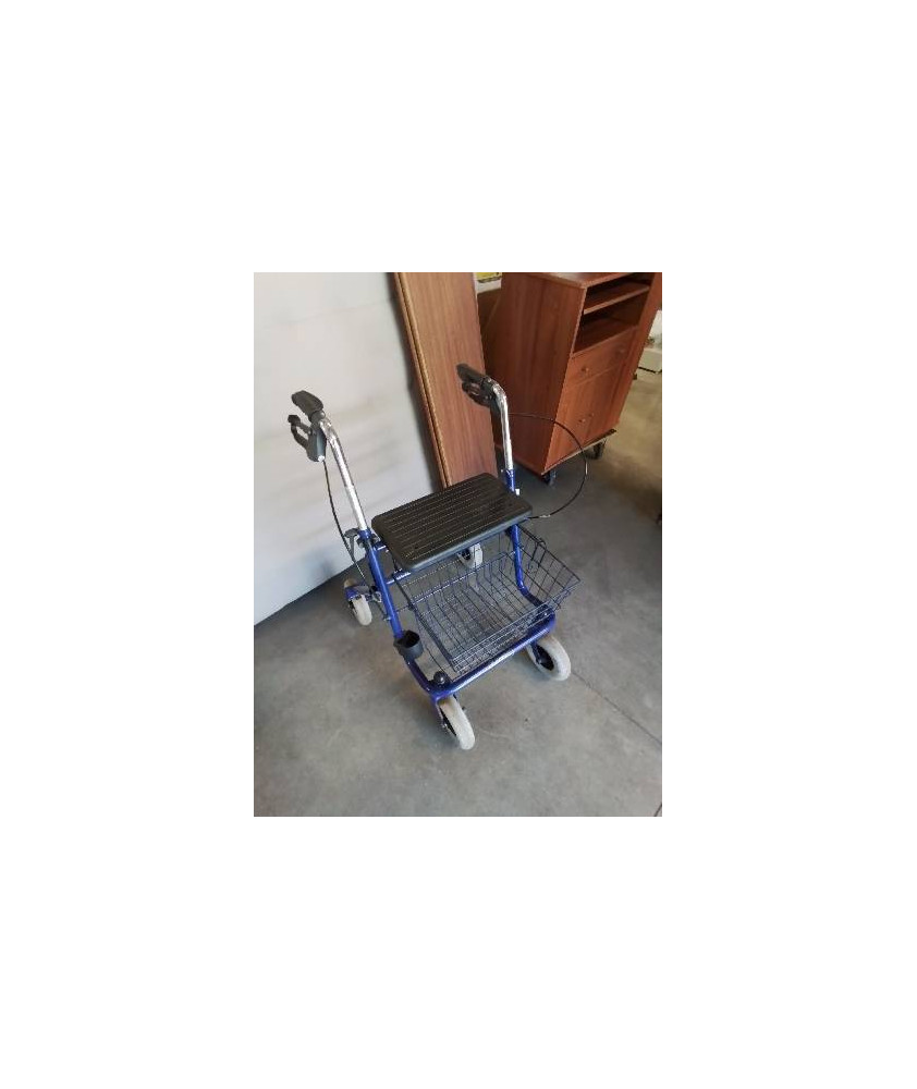 DEHAMBULATEUR PLIANT 4 ROUES METAL BLEU ET PU NOIR 