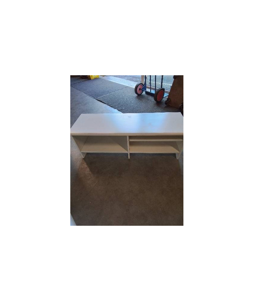 MEUBLE TV BAS BOIS BLANC 3 NICHES 