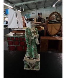 STATUETTE PORCELAINE CHINE PERSONNAGE DE LA FAMILLE VERTE