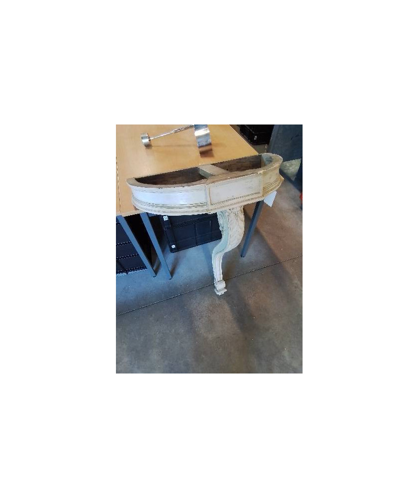 CONSOLE MURALE BOIS PEINT  SCULPTÉ  ET MOULURÉ  PLATEAU MARBRE BLANC