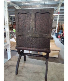 CABINET ASIATIQUE BOIS 2 PORTES 1 TIROIR SUR PIED