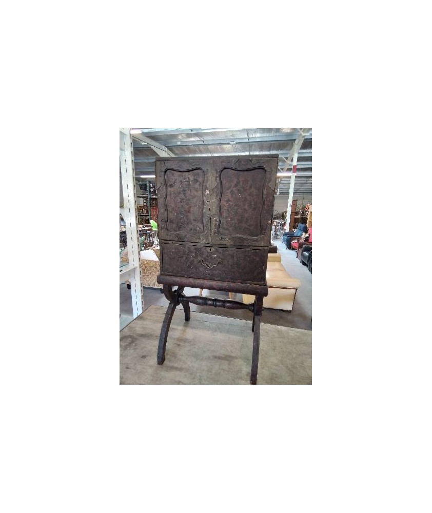 CABINET ASIATIQUE BOIS 2 PORTES 1 TIROIR SUR PIED