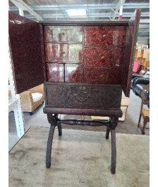 CABINET ASIATIQUE BOIS 2 PORTES 1 TIROIR SUR PIED