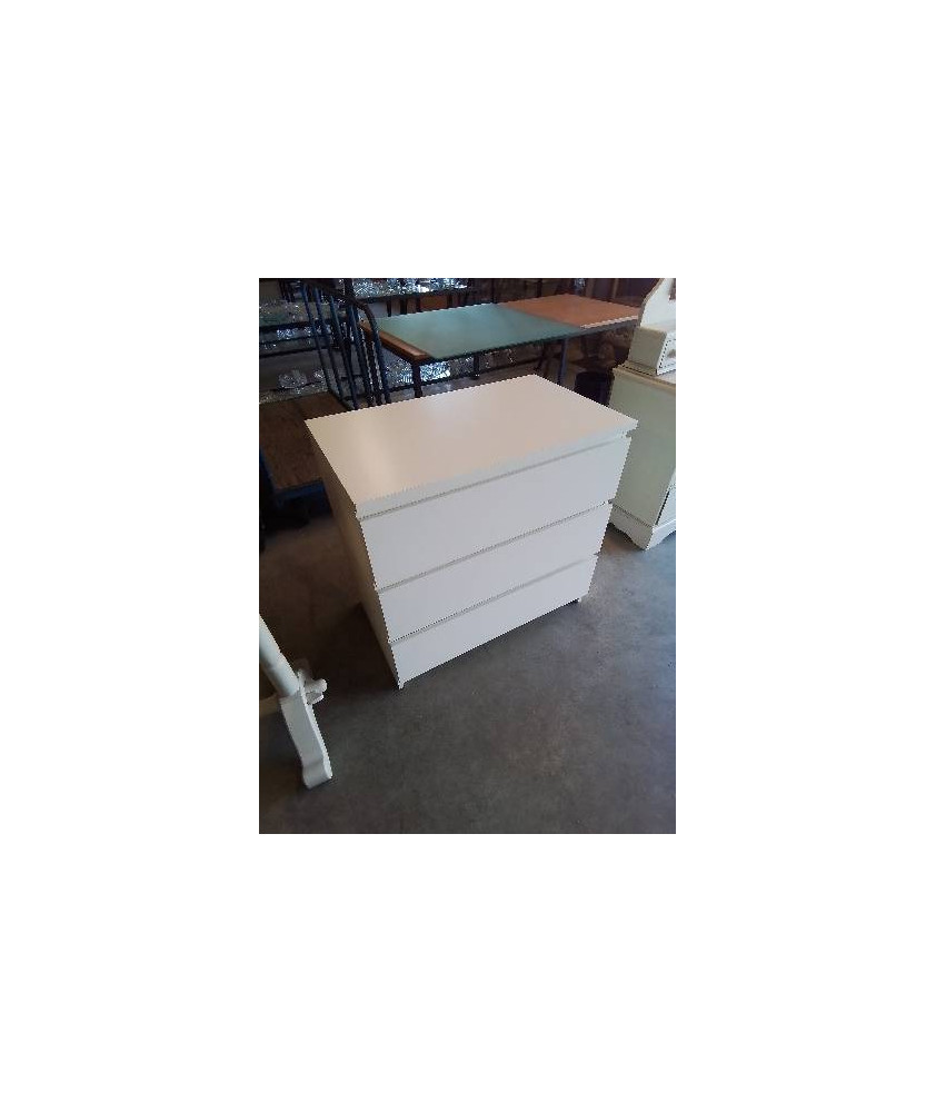 COMMODE BOIS BLANC 3 TIROIRS 