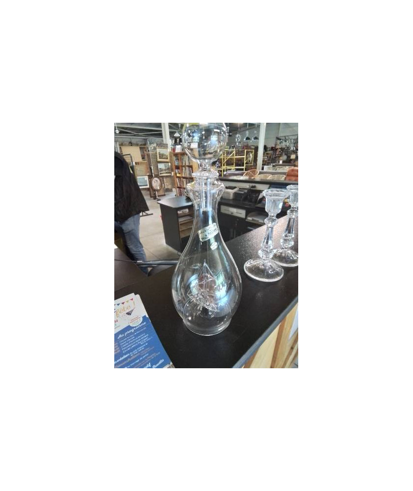 CARAFE AU BATEAU VERRE SOUFFLÉ BOUCHE 
